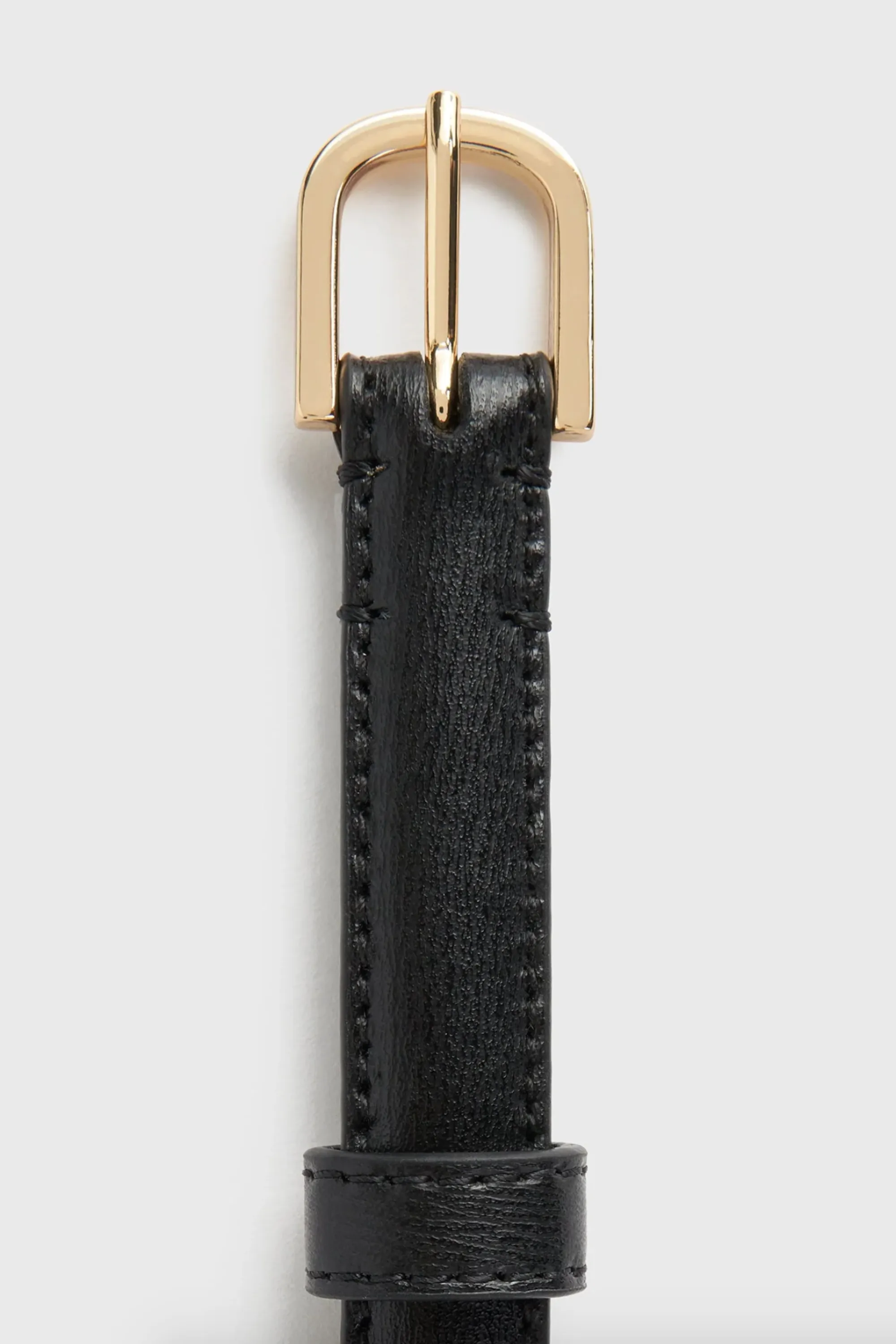 Thin Leather Trouser Belt, Black