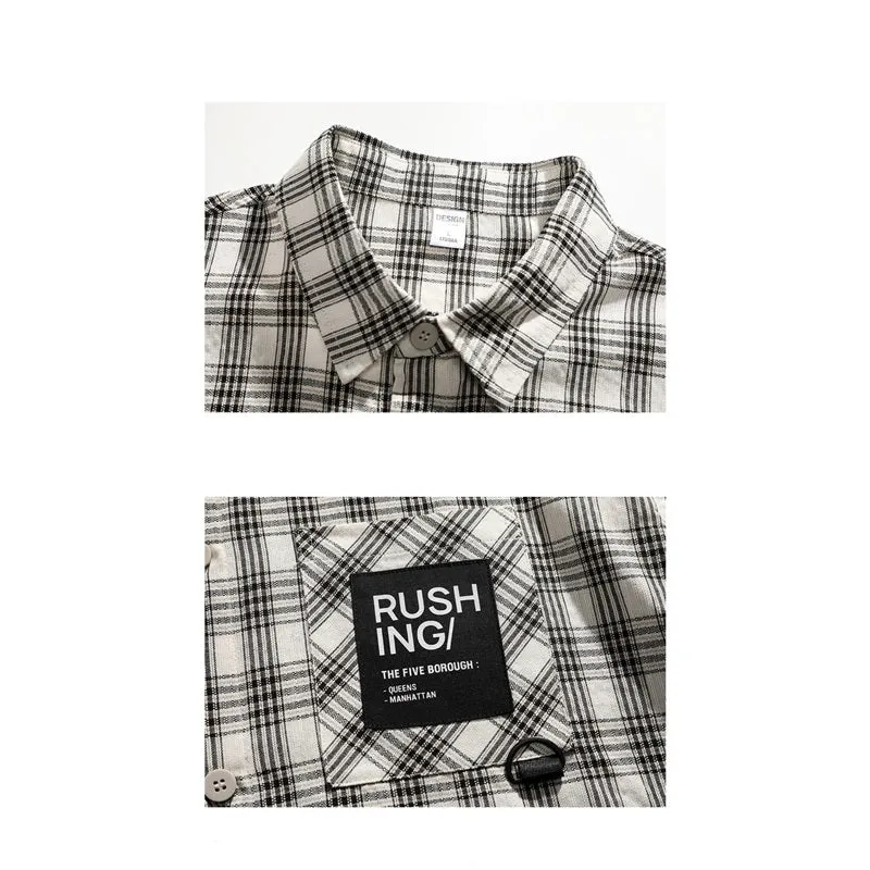 Trendy Plaid Retro Cotton Short Sleeve Shirt