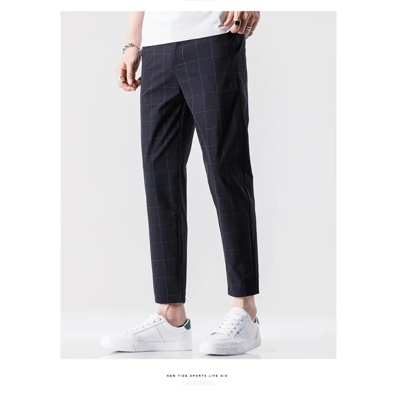 Trousers Plaid Casual Elasticity Business Pants