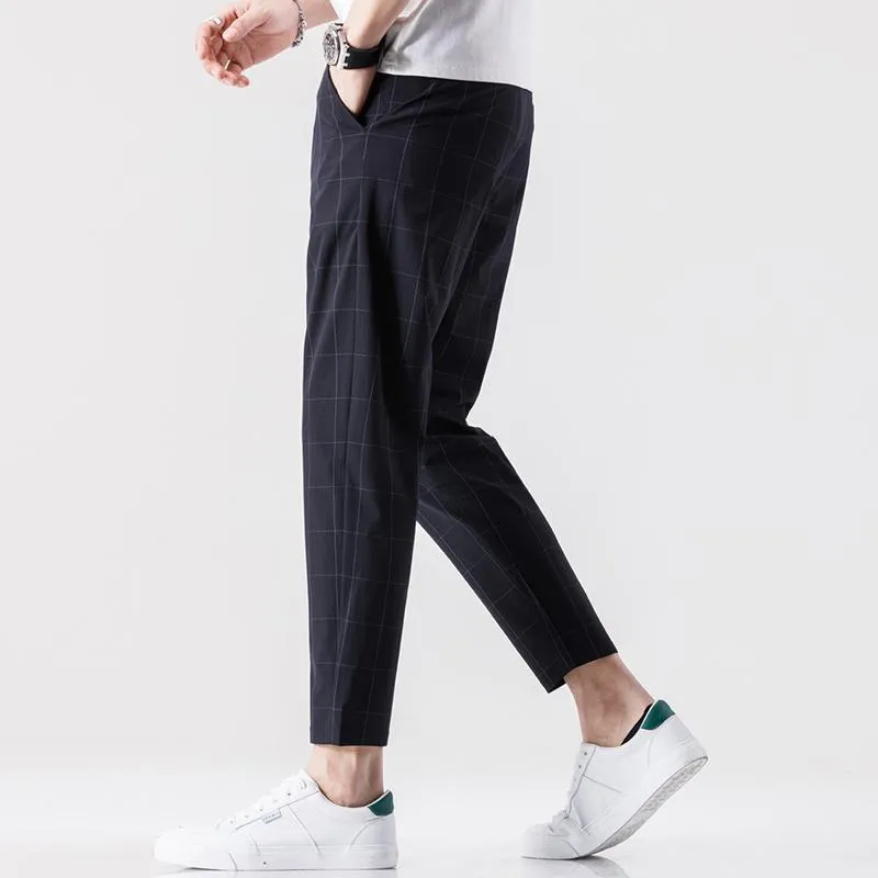 Trousers Plaid Casual Elasticity Business Pants