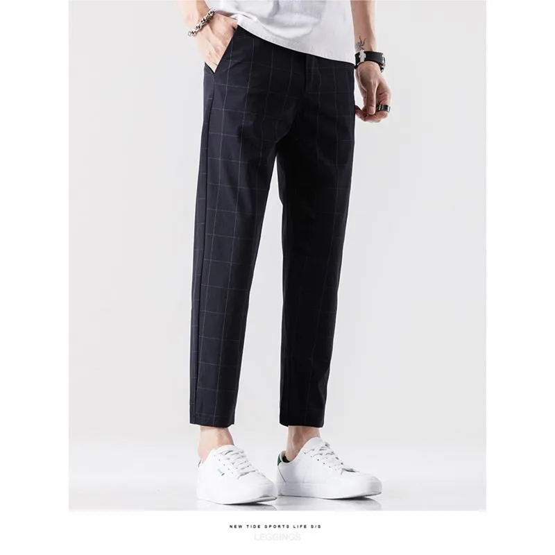 Trousers Plaid Casual Elasticity Business Pants