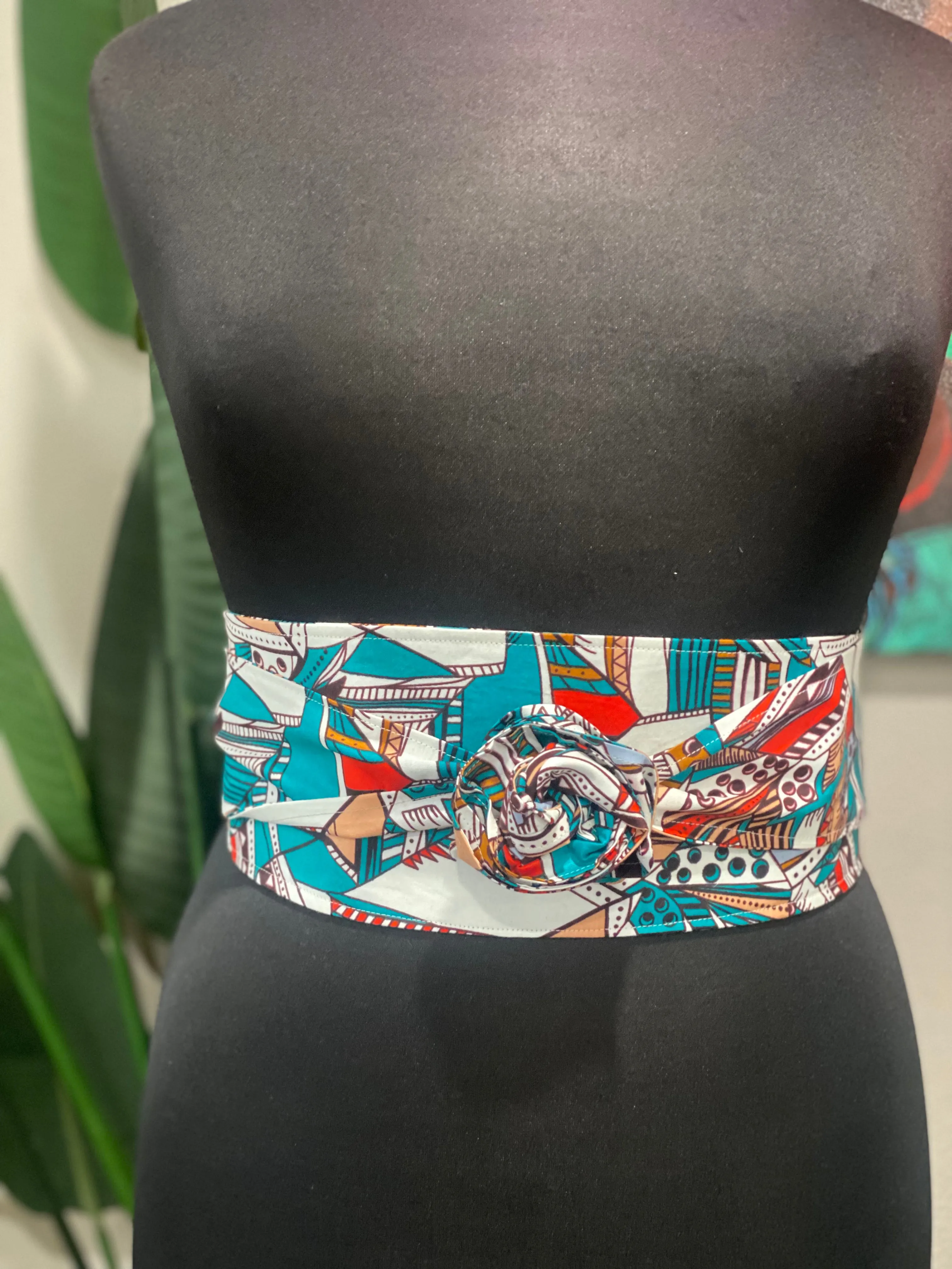 Turquoise and Orange Obi Belt