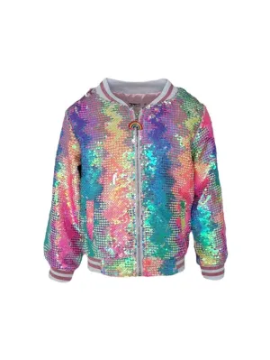 Tween Outerwear| Kaleidoscope Sequin Bomber Jacket | Lola and the Boys