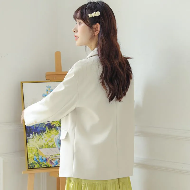 Versatile Flower Embroidery Loose Fit Blazer