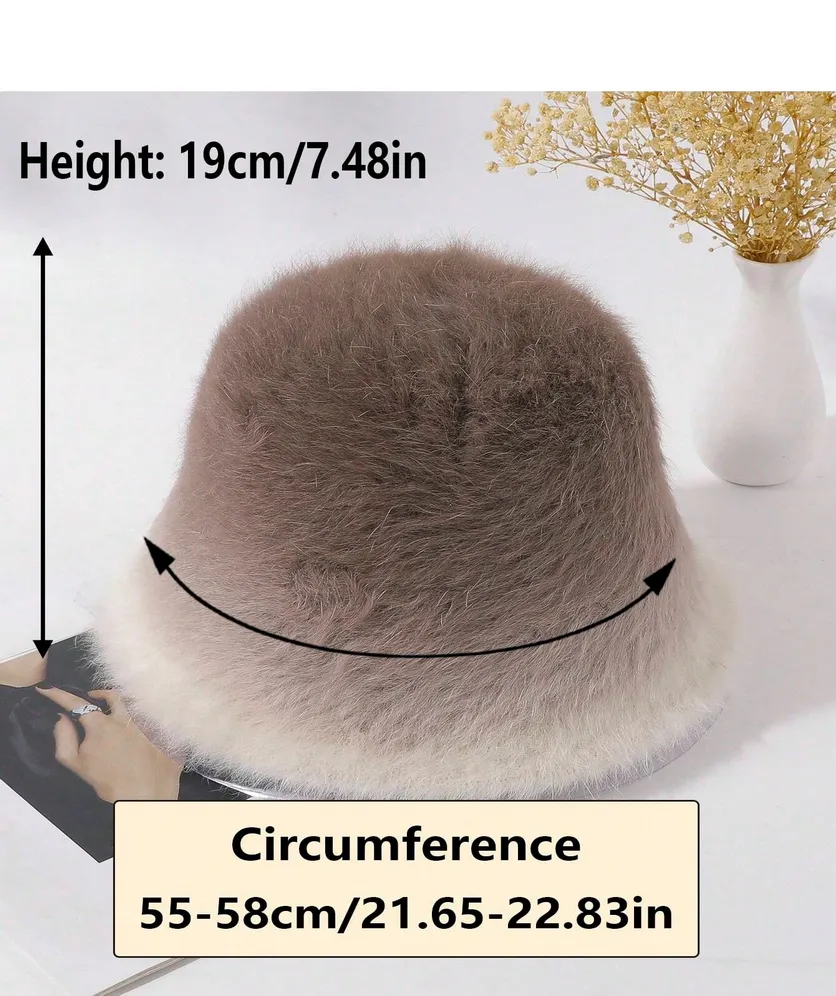 Winter Bucket Hat For Women Angora Gradient Fuzzy