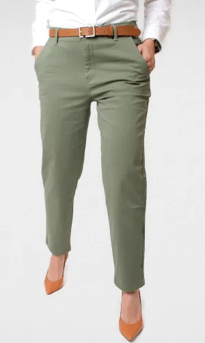 Women Gabardine Pants (Oil Green)