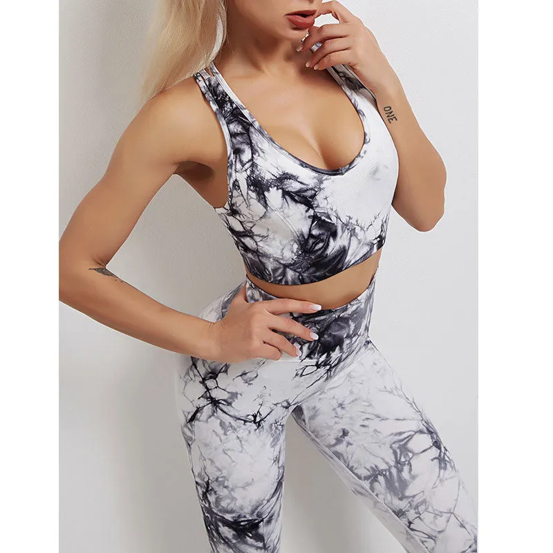 Women High Waisted Seamless Leggings And Crop Top Workout Clothes