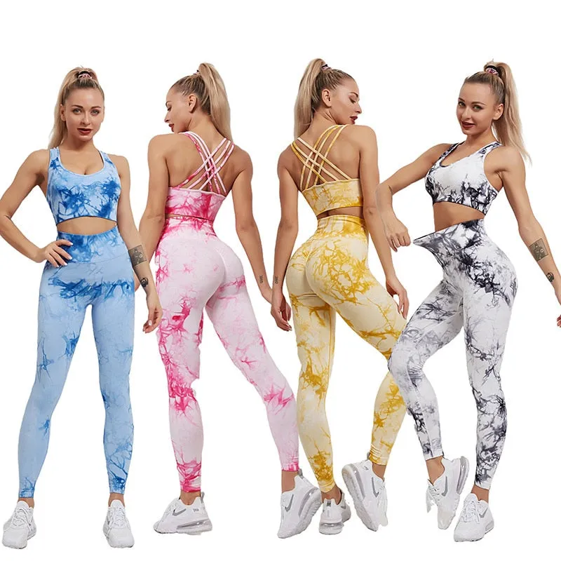 Women High Waisted Seamless Leggings And Crop Top Workout Clothes