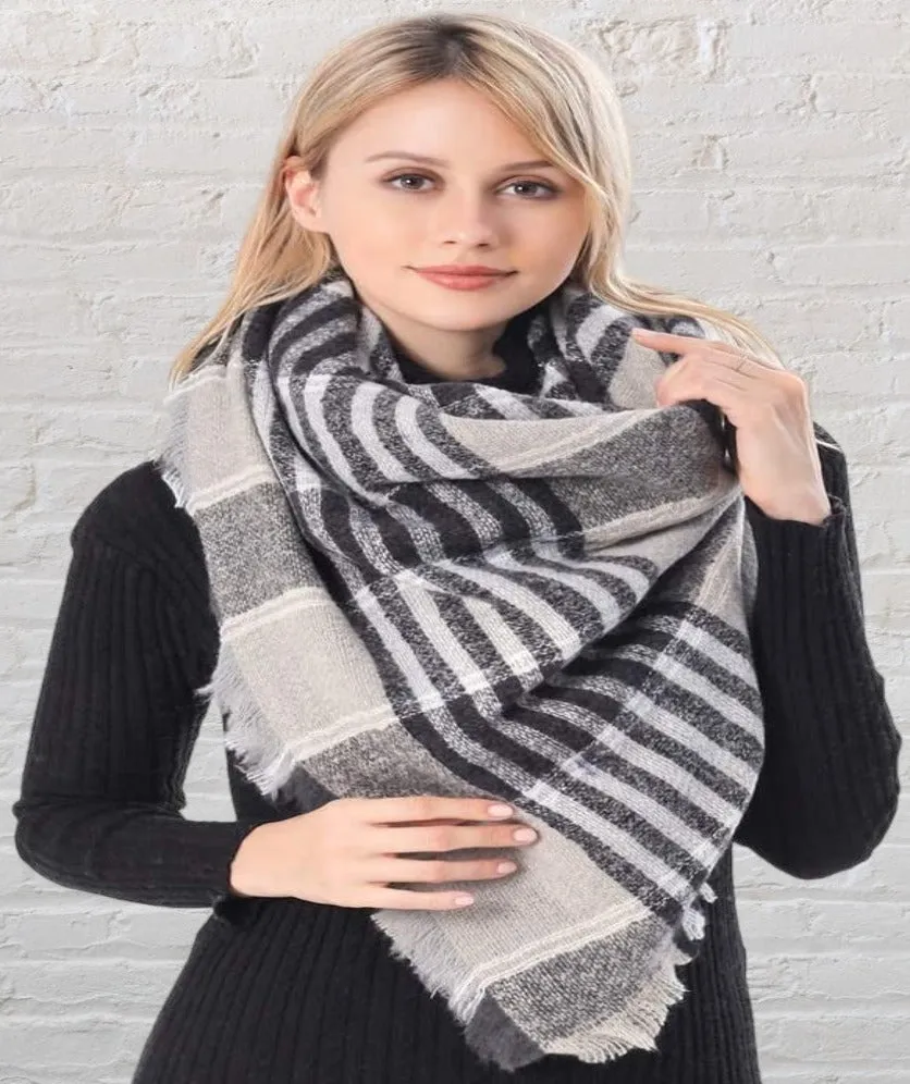 Womens Winter Blanket Scarf Plaid Shawl Ladies Wrap Warm