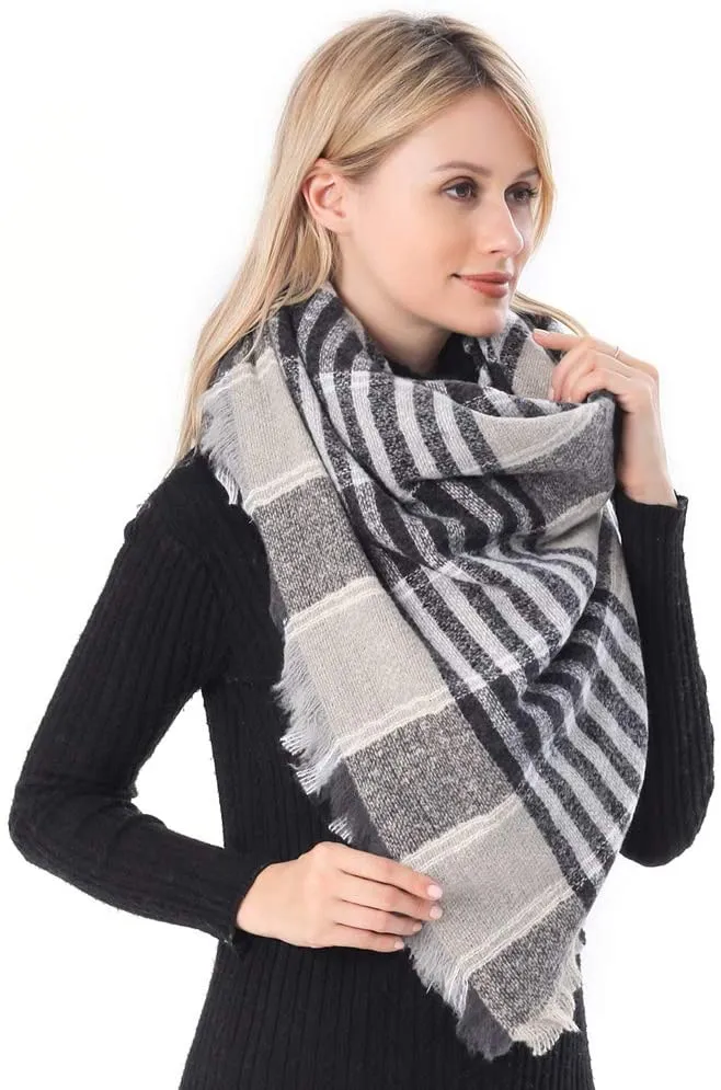 Womens Winter Blanket Scarf Plaid Shawl Ladies Wrap Warm