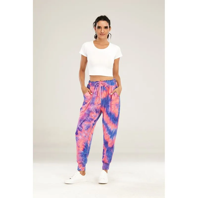 Yoga Tie Elasticity Loose Fit Sports Fitness Tie-Dye Running Sports Pants