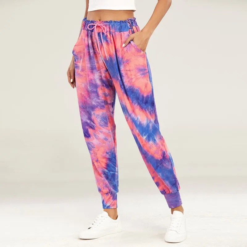 Yoga Tie Elasticity Loose Fit Sports Fitness Tie-Dye Running Sports Pants