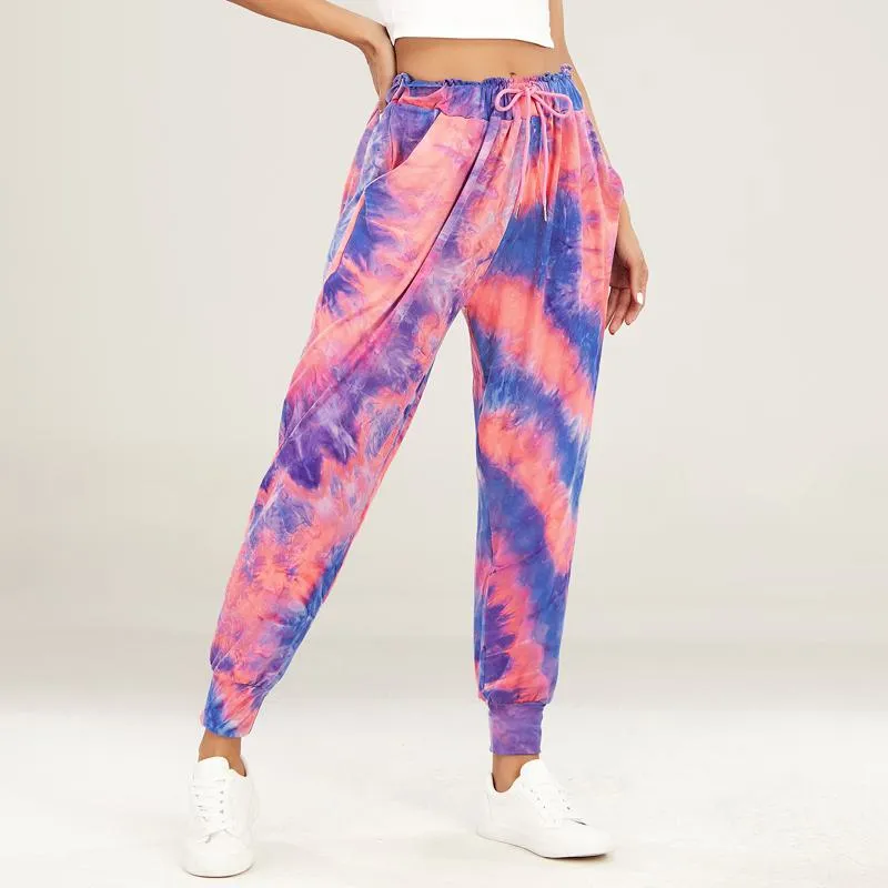 Yoga Tie Elasticity Loose Fit Sports Fitness Tie-Dye Running Sports Pants