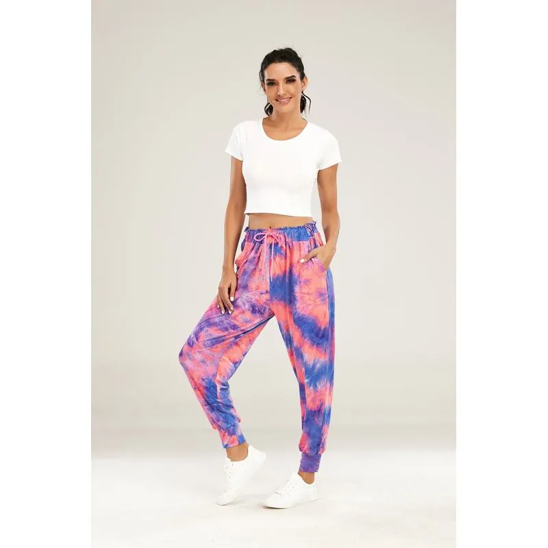 Yoga Tie Elasticity Loose Fit Sports Fitness Tie-Dye Running Sports Pants