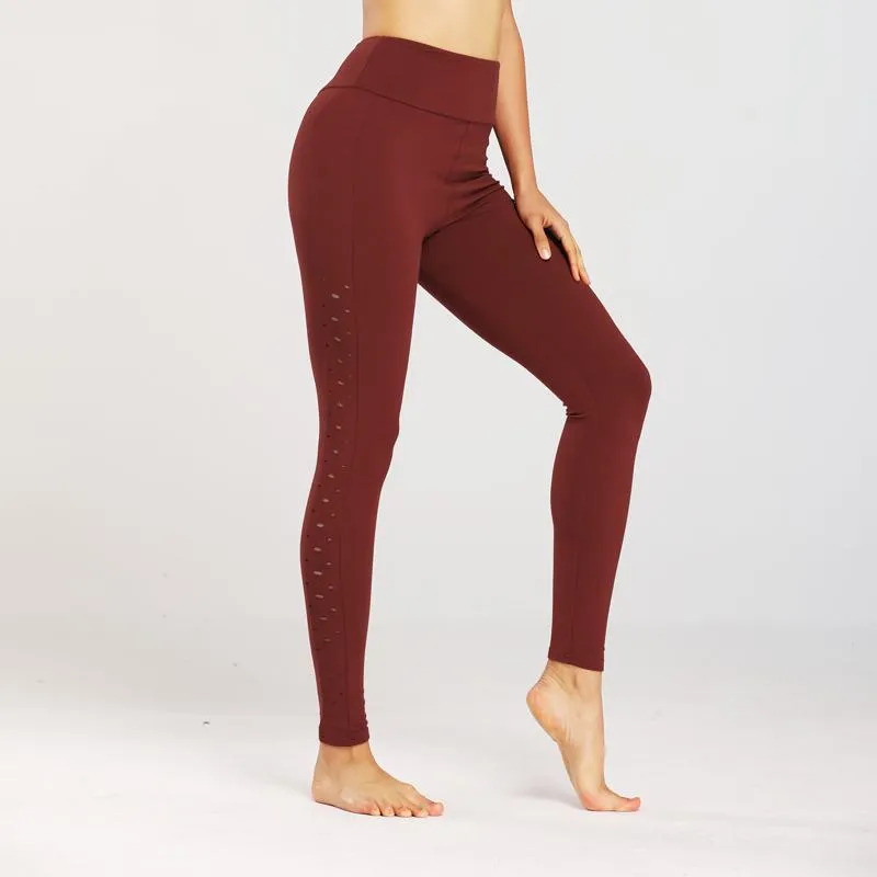 Yoga Tight-Fitting Distressed Sports Fitness Running Hollowed-Out Sports Leggings