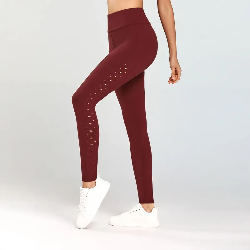 Yoga Tight-Fitting Distressed Sports Fitness Running Hollowed-Out Sports Leggings