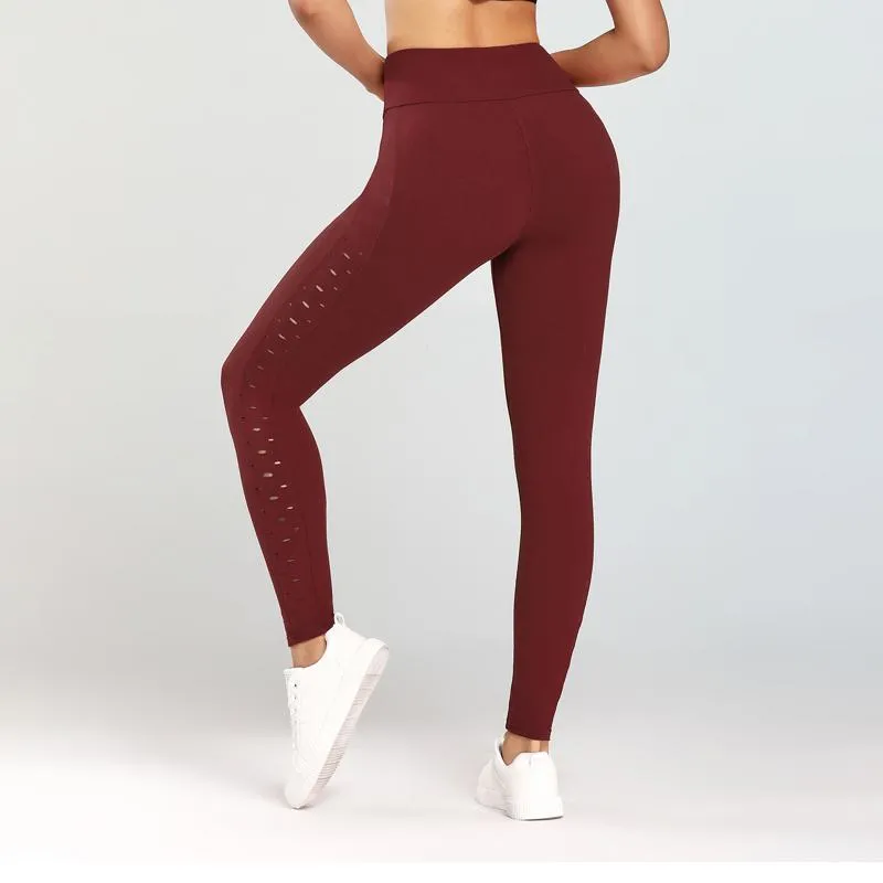 Yoga Tight-Fitting Distressed Sports Fitness Running Hollowed-Out Sports Leggings