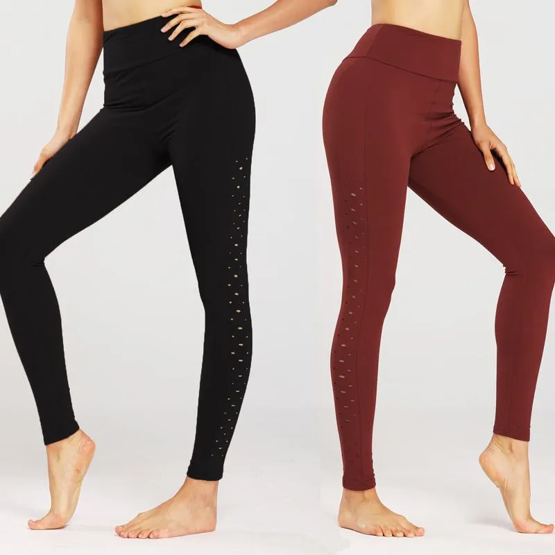 Yoga Tight-Fitting Distressed Sports Fitness Running Hollowed-Out Sports Leggings