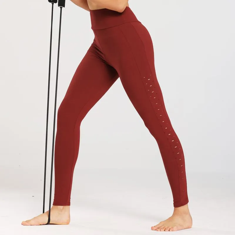 Yoga Tight-Fitting Distressed Sports Fitness Running Hollowed-Out Sports Leggings