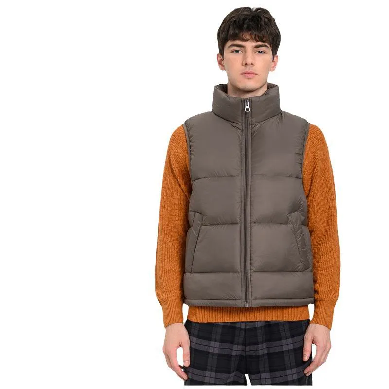 Zip-Up Cropped Stand-Up Collar Down Jacket Vest