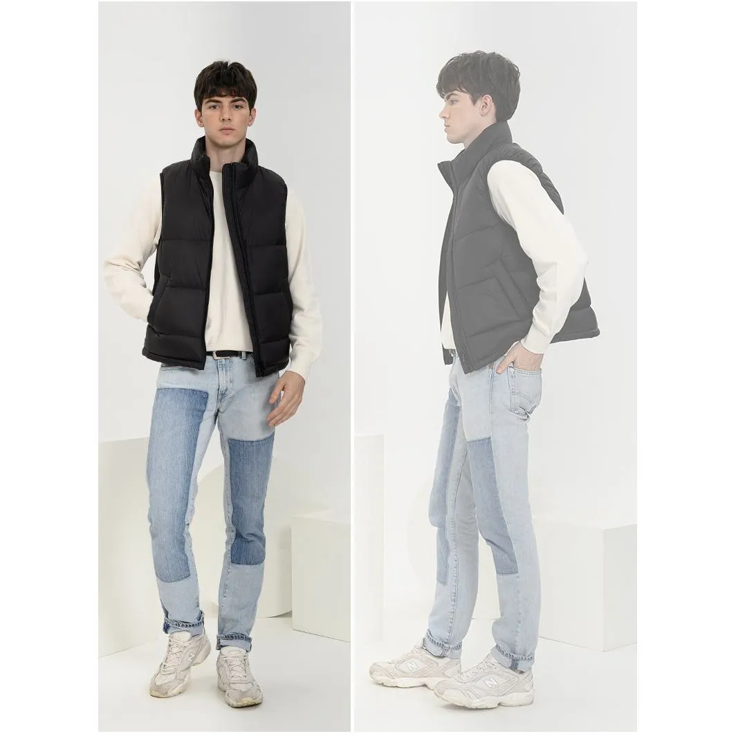 Zip-Up Cropped Stand-Up Collar Down Jacket Vest