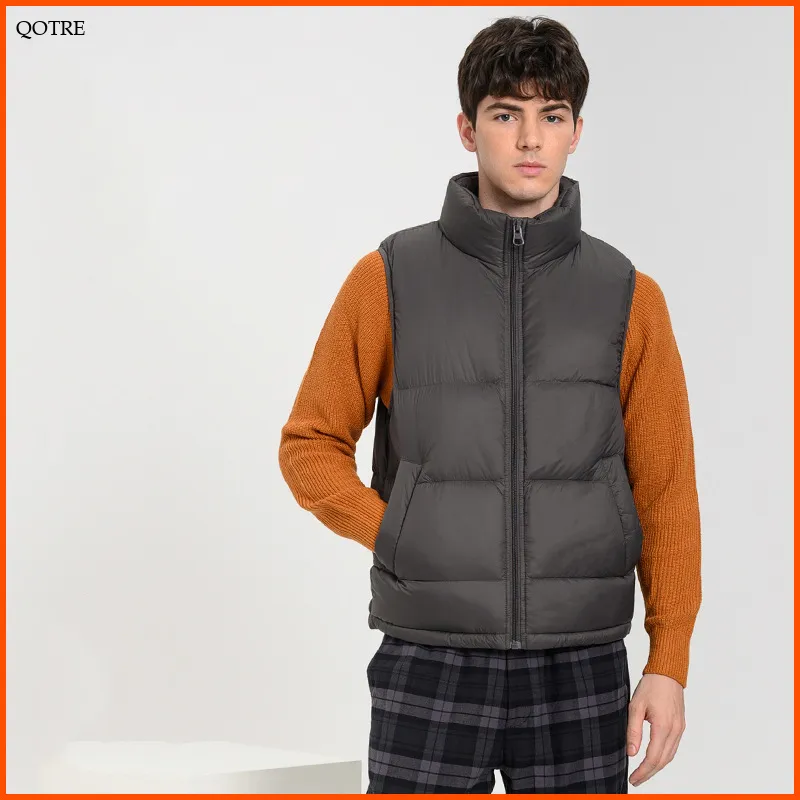 Zip-Up Cropped Stand-Up Collar Down Jacket Vest